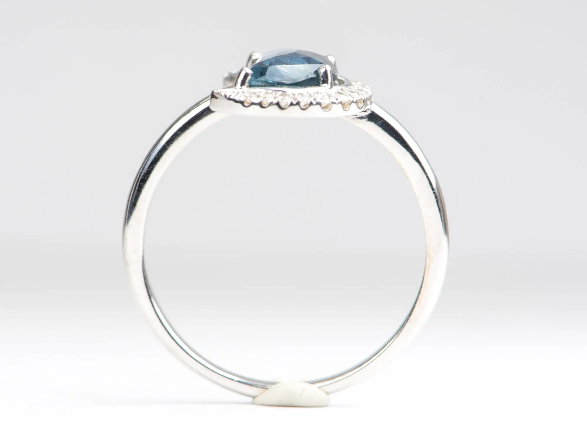 1.34ct Montana Sapphire Celestial Moon with Diamond Halo 14K White Gold Engagement Ring R6221