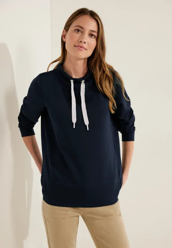 302421- Night Sky Blue Sweatshirt with drawstrings - Cecil