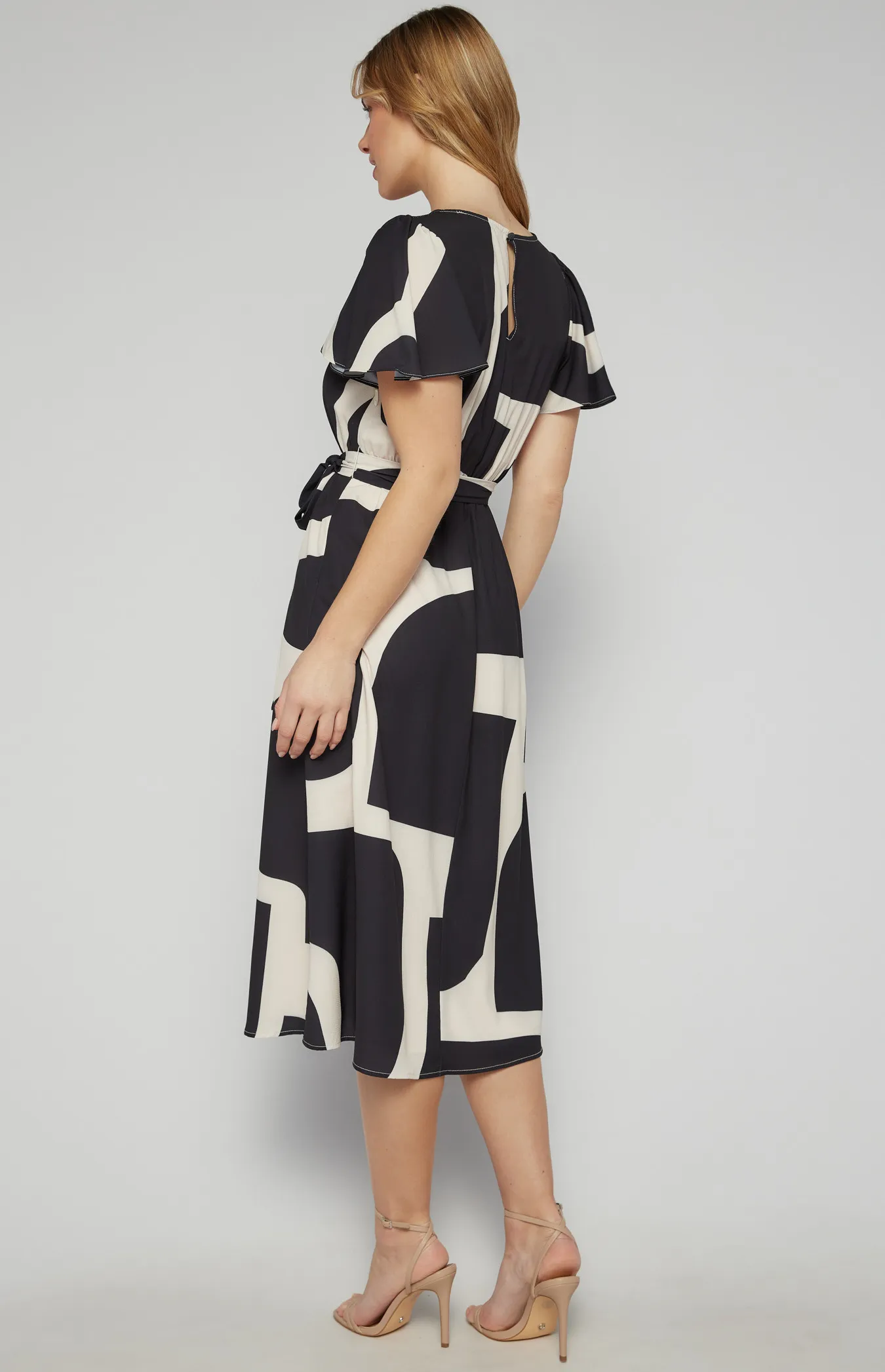 Abstract Print Midi Dress with Elastic Waist (SDR1604A) 