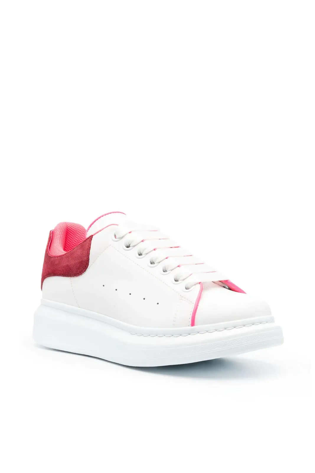 Alexander McQueen lace-up low-top double heeled white/red sneakers