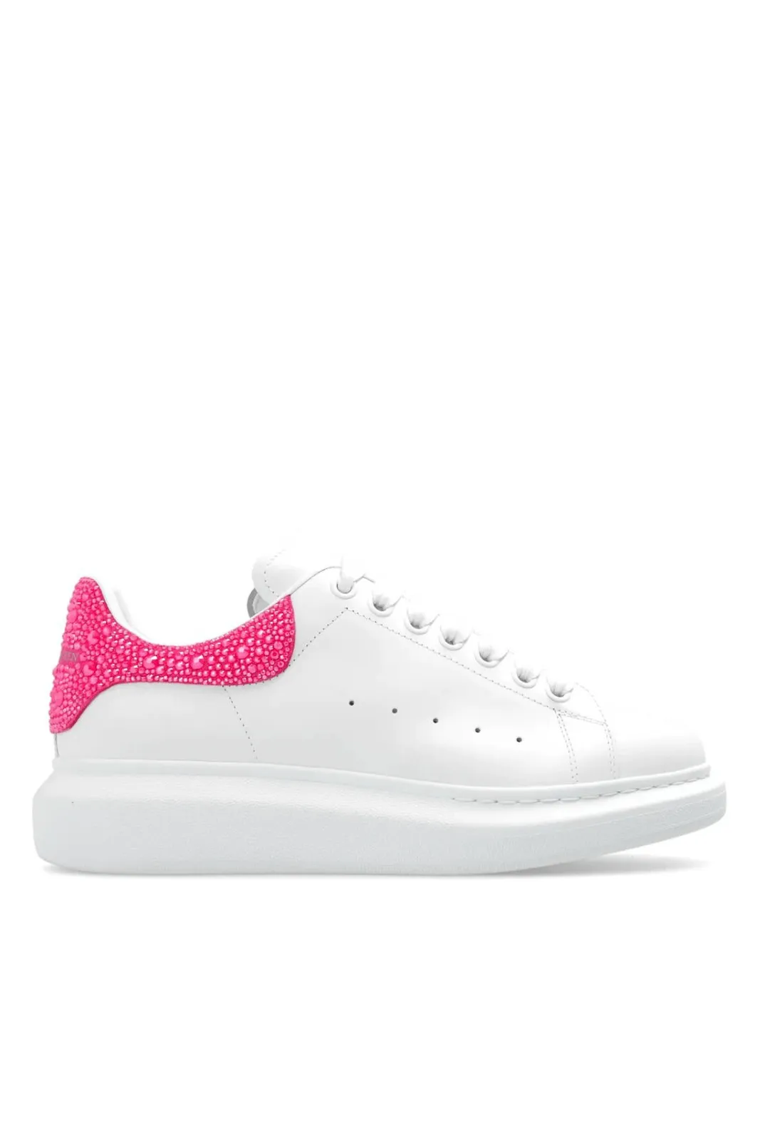 Alexander McQueen Larry Embellished Chunky Sneakers White Glitter Pink