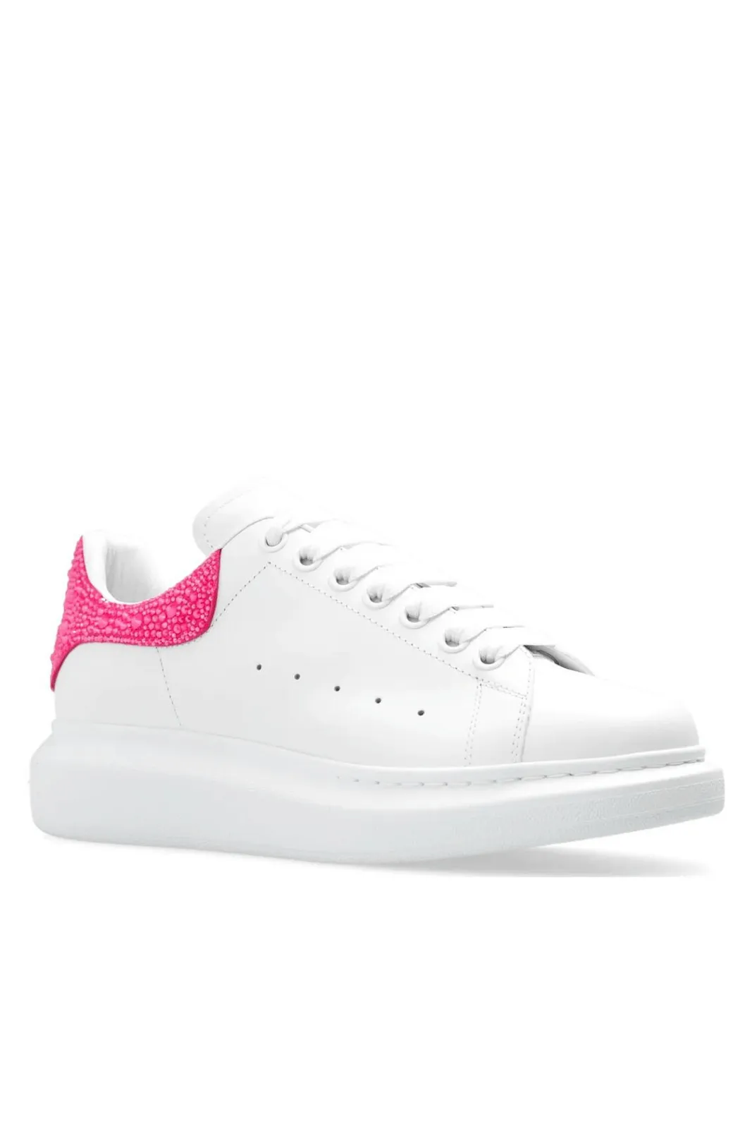 Alexander McQueen Larry Embellished Chunky Sneakers White Glitter Pink