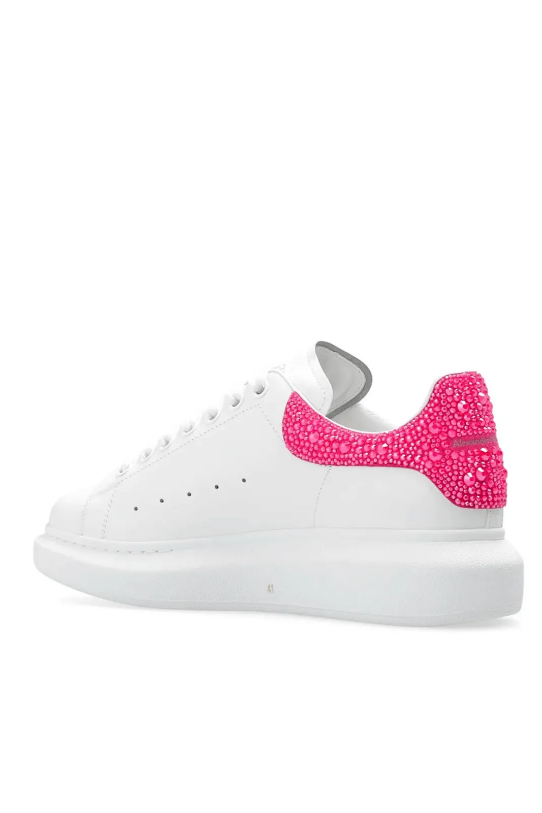 Alexander McQueen Larry Embellished Chunky Sneakers White Glitter Pink