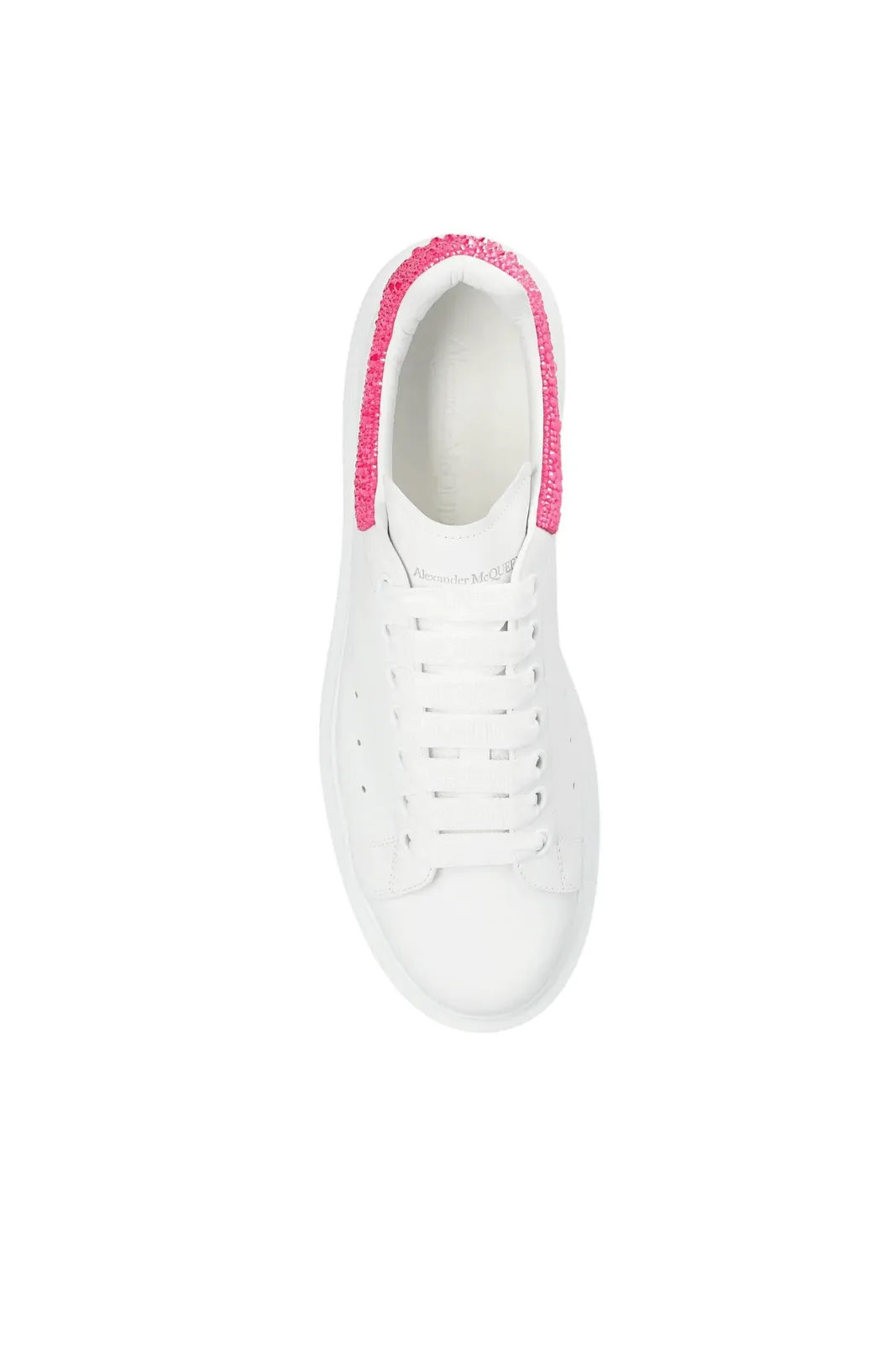 Alexander McQueen Larry Embellished Chunky Sneakers White Glitter Pink