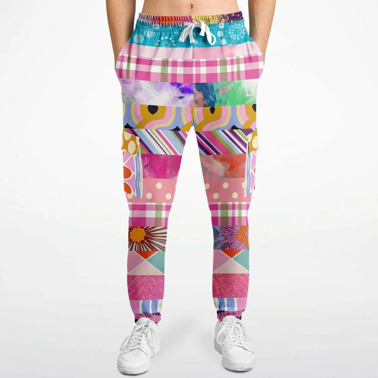 Bahama Mama Pink Floral Patchwork Unisex Cargo Sweats