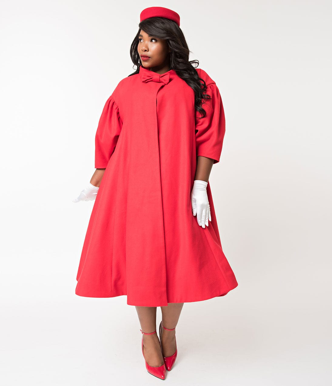 Barbie x Unique Vintage 1960s Style Red Flare Swing Coat