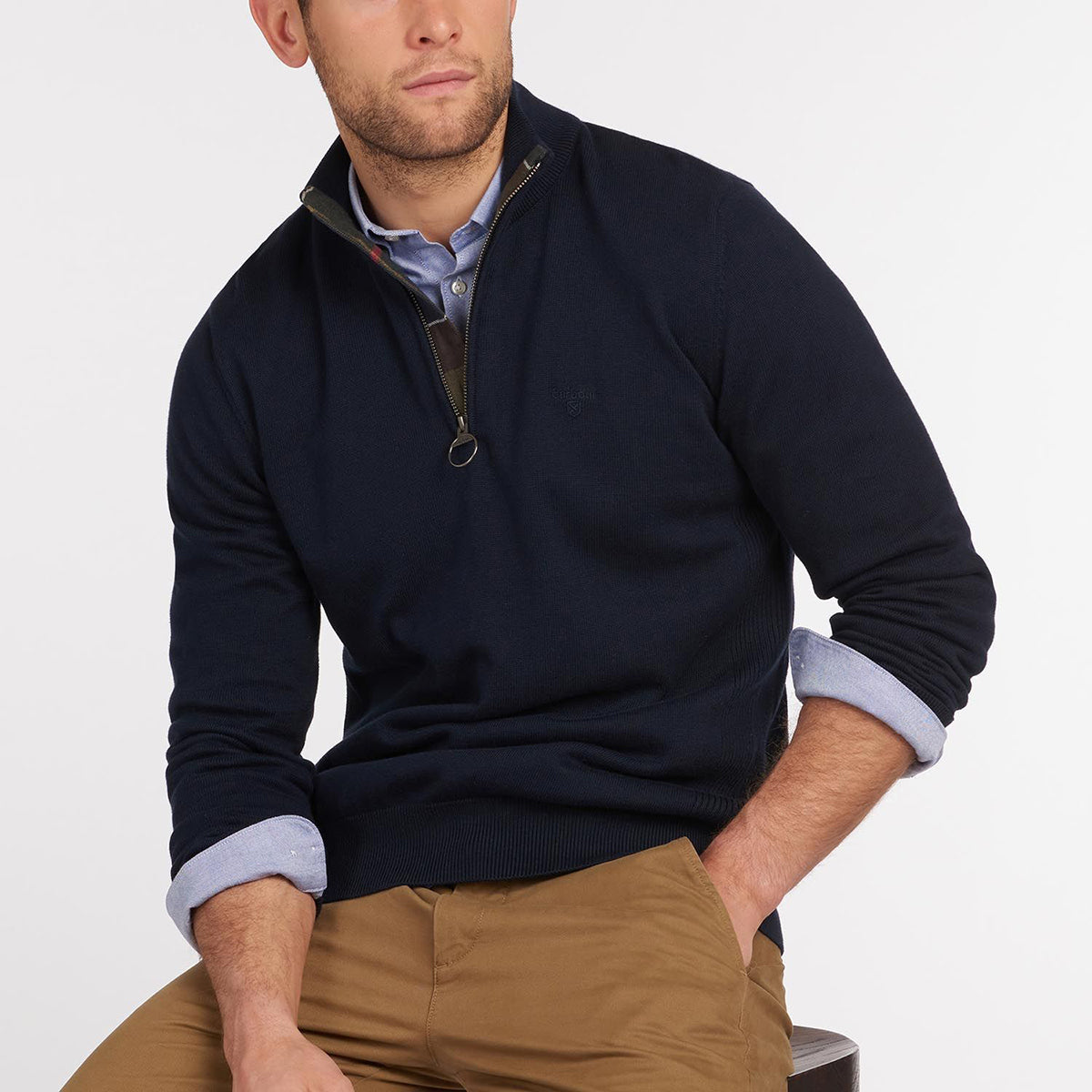 Barbour - Cotton Half Zip Jumper in Navy