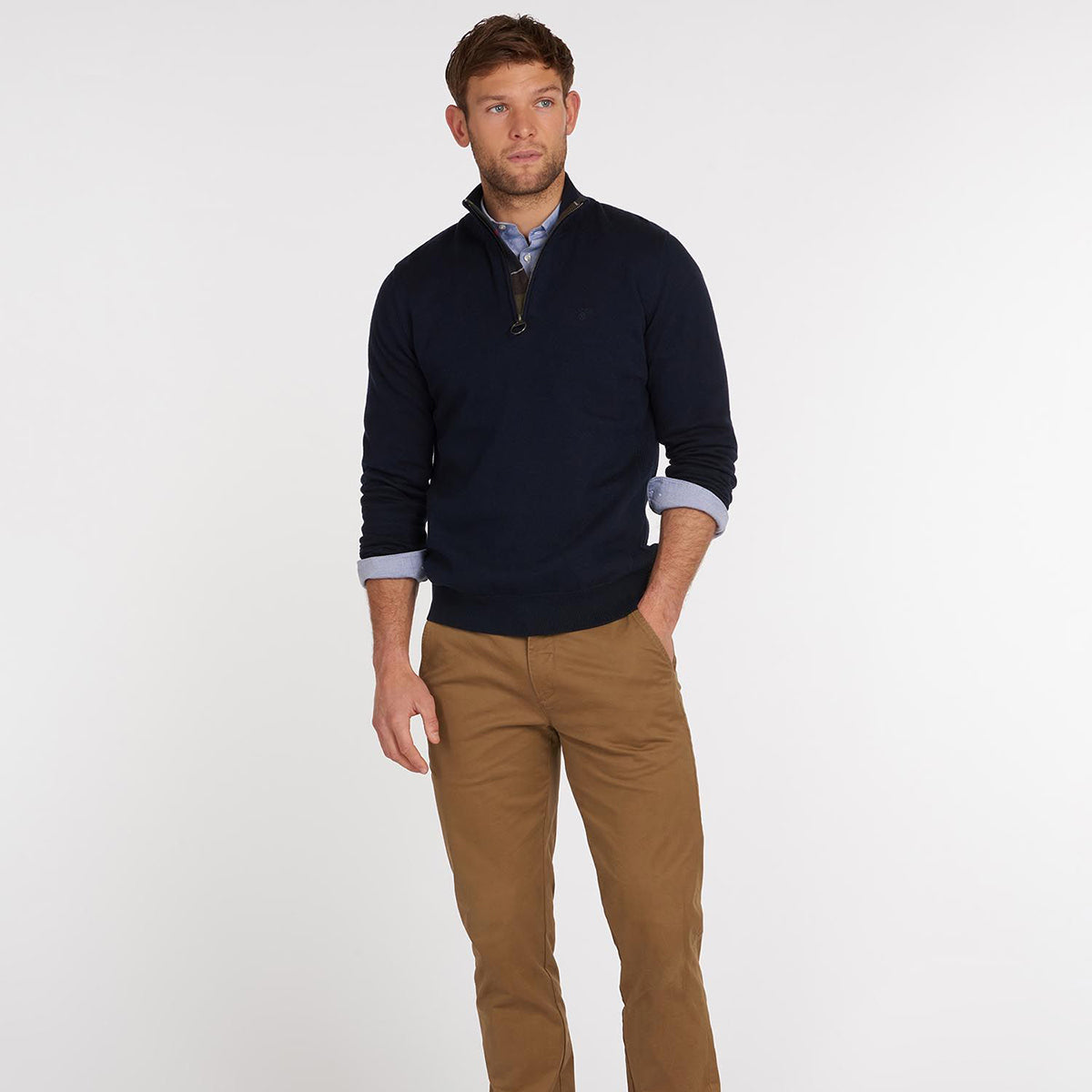 Barbour - Cotton Half Zip Jumper in Navy