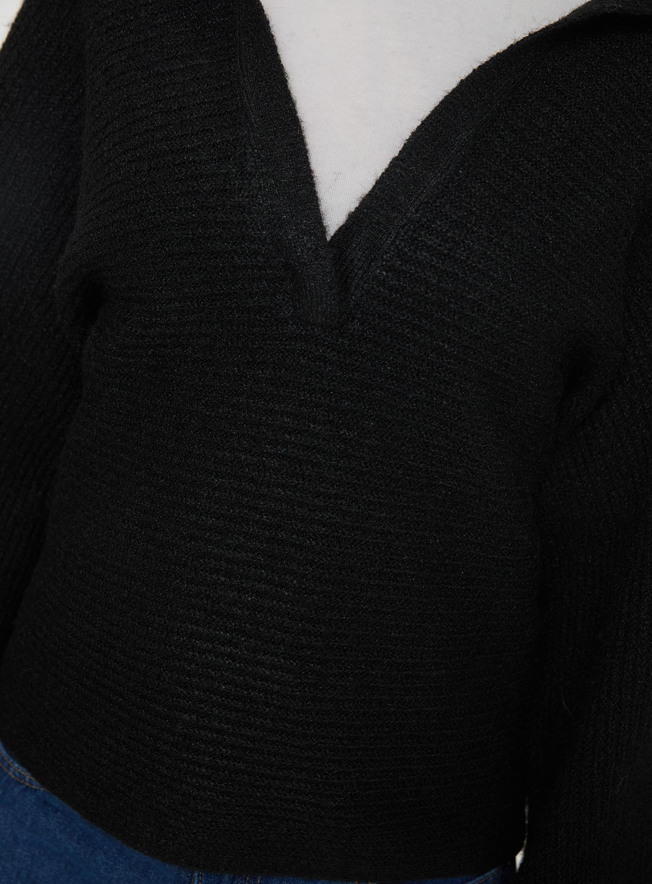 Bella Notched Neck Sweater Black