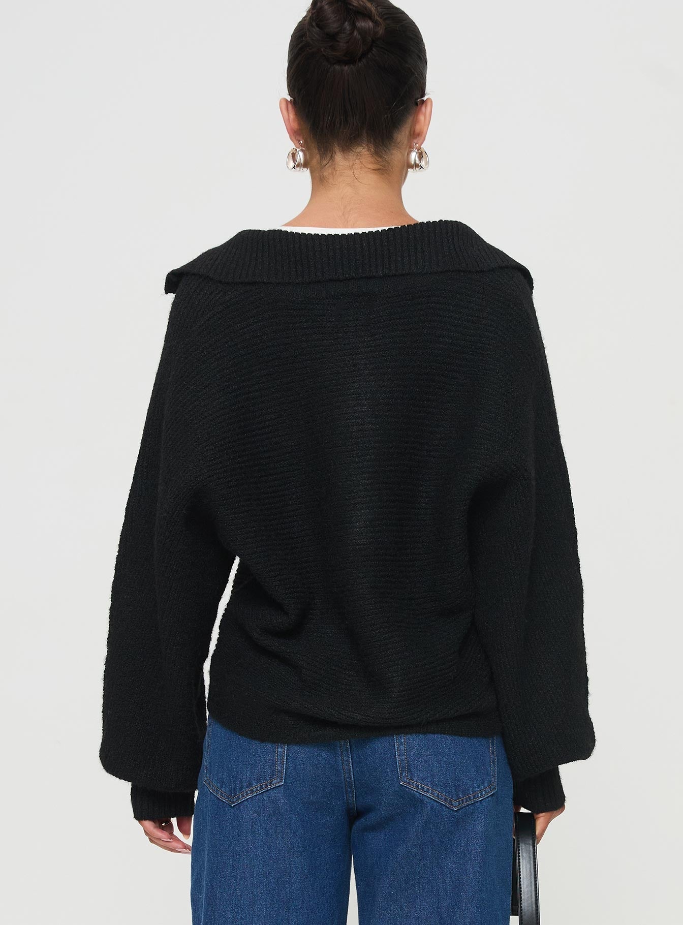 Bella Notched Neck Sweater Black