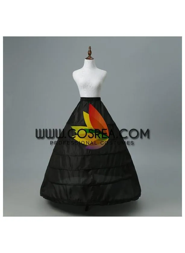 Black 6 Tier Elastic Waist Petticoat