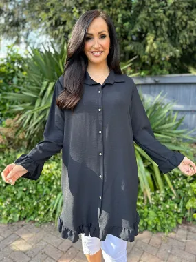 Black Crepe Frill Tunic April