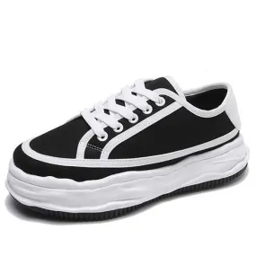 Black white casual canvas platform shoe sneaker