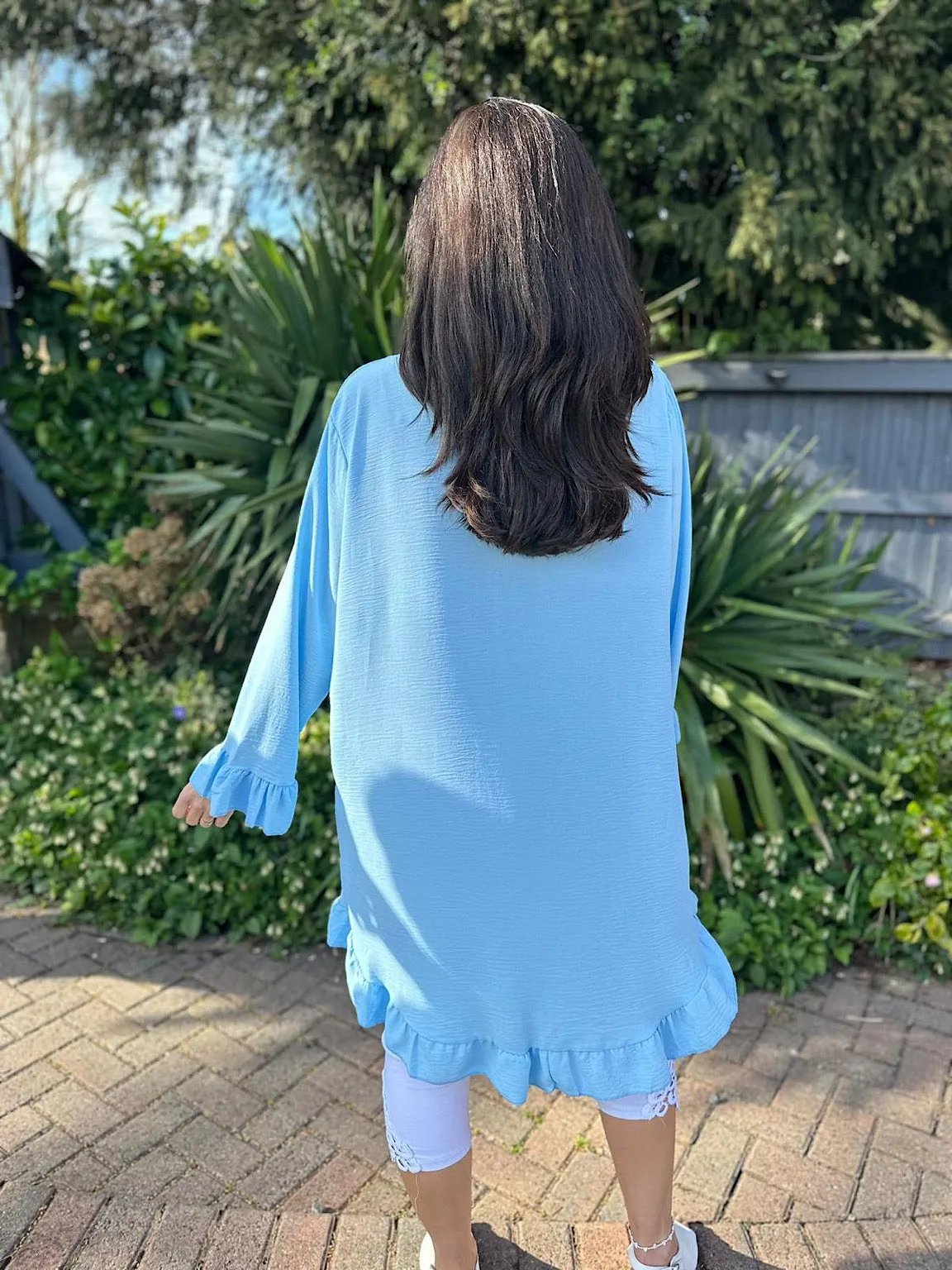 Blue Crepe Frill Tunic April