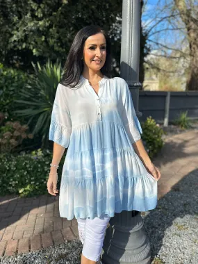 Blue Tie Dye Tiered Tunic Hattie