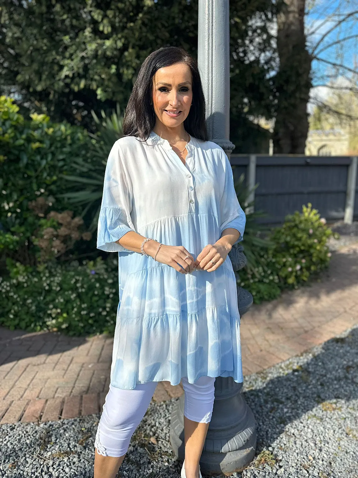 Blue Tie Dye Tiered Tunic Hattie