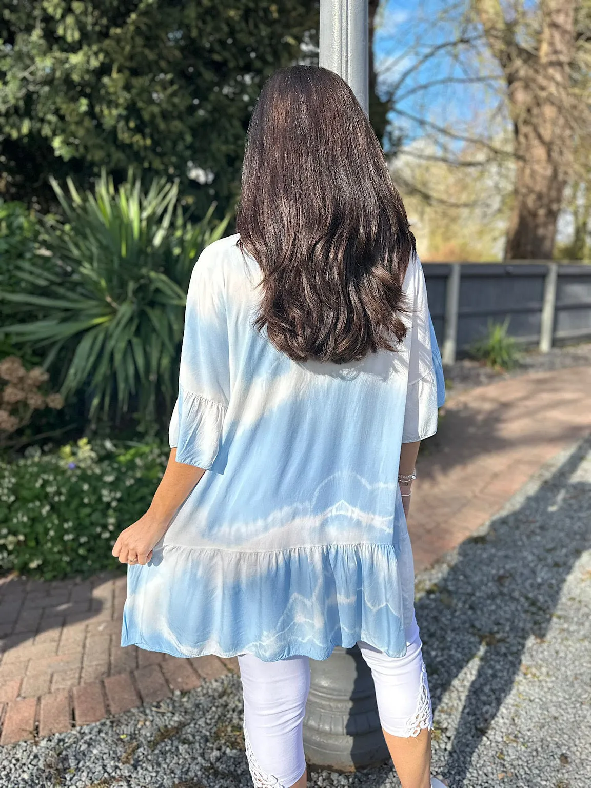 Blue Tie Dye Tiered Tunic Hattie