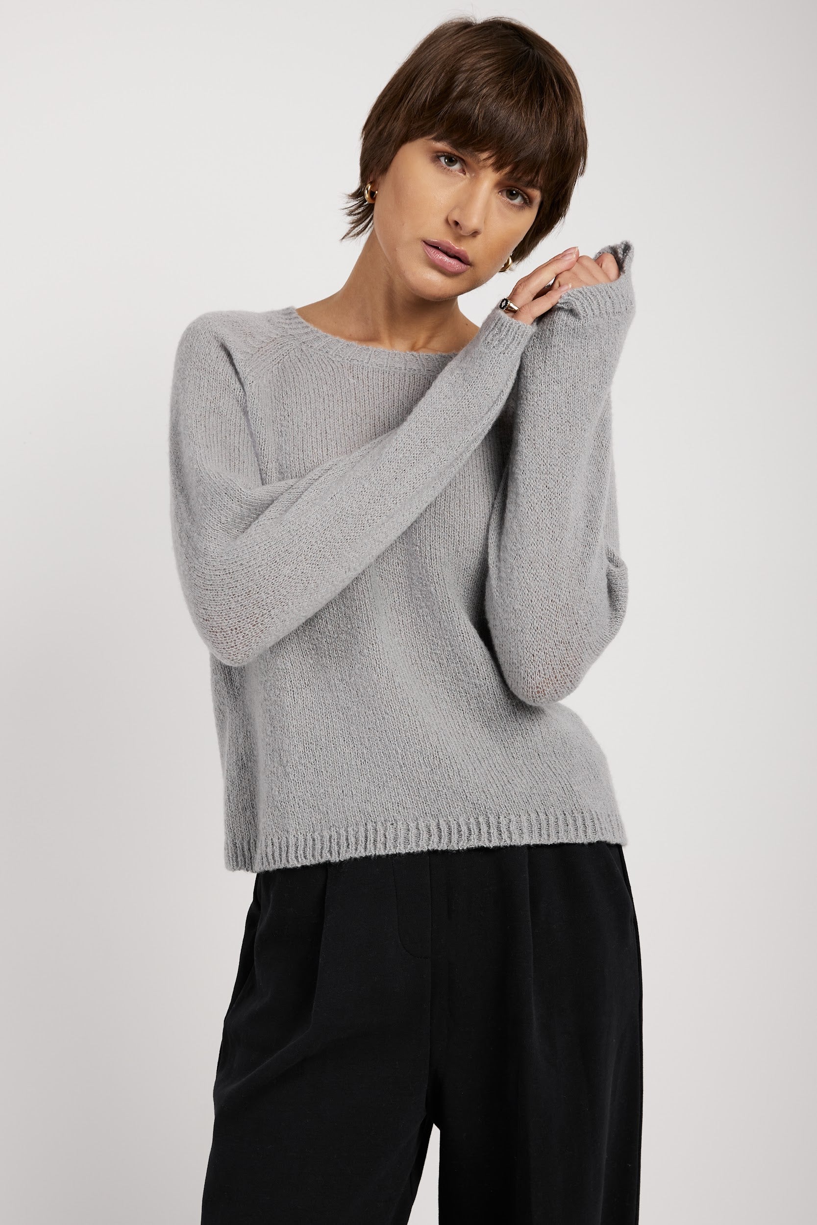 Bouclé Sweater in Heather Grey