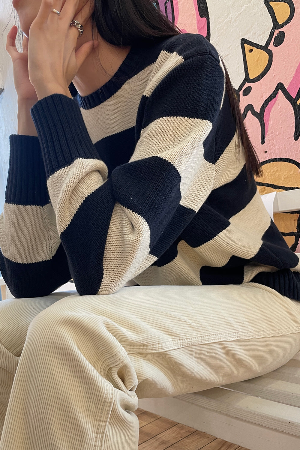 Brianna Cotton Thick Stripe Sweater