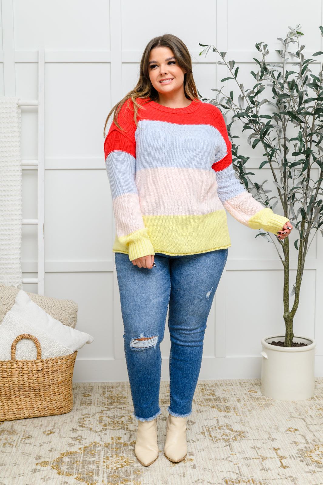 Bright Striped Knit Sweater