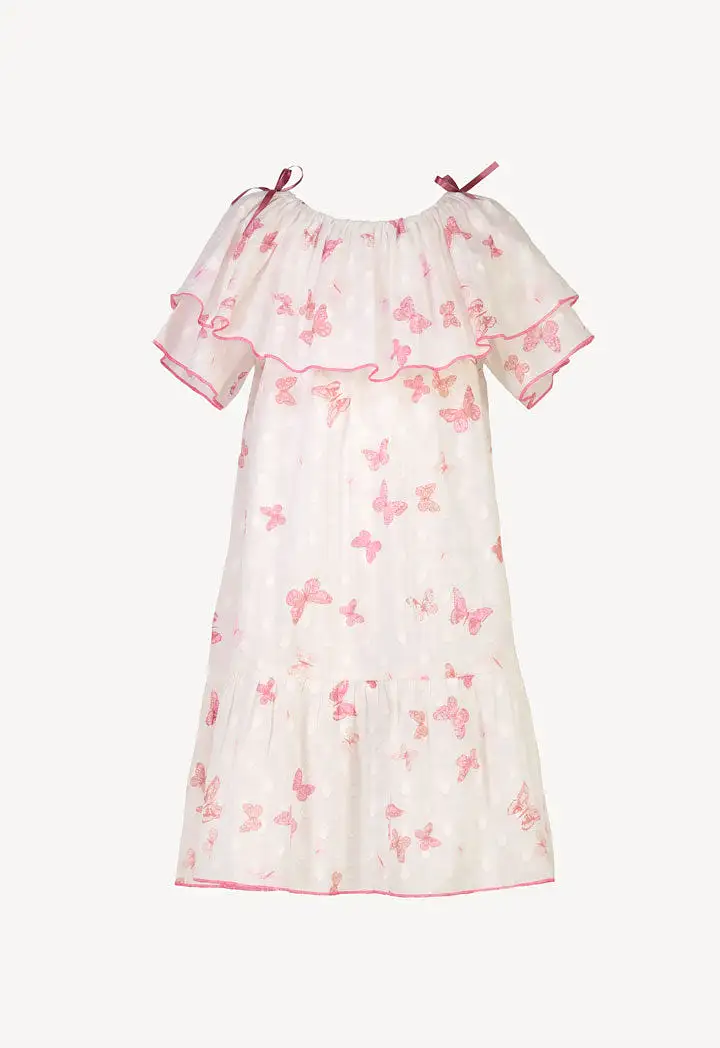 Butterflies Tiered Hemline Night Sleepwear Dress