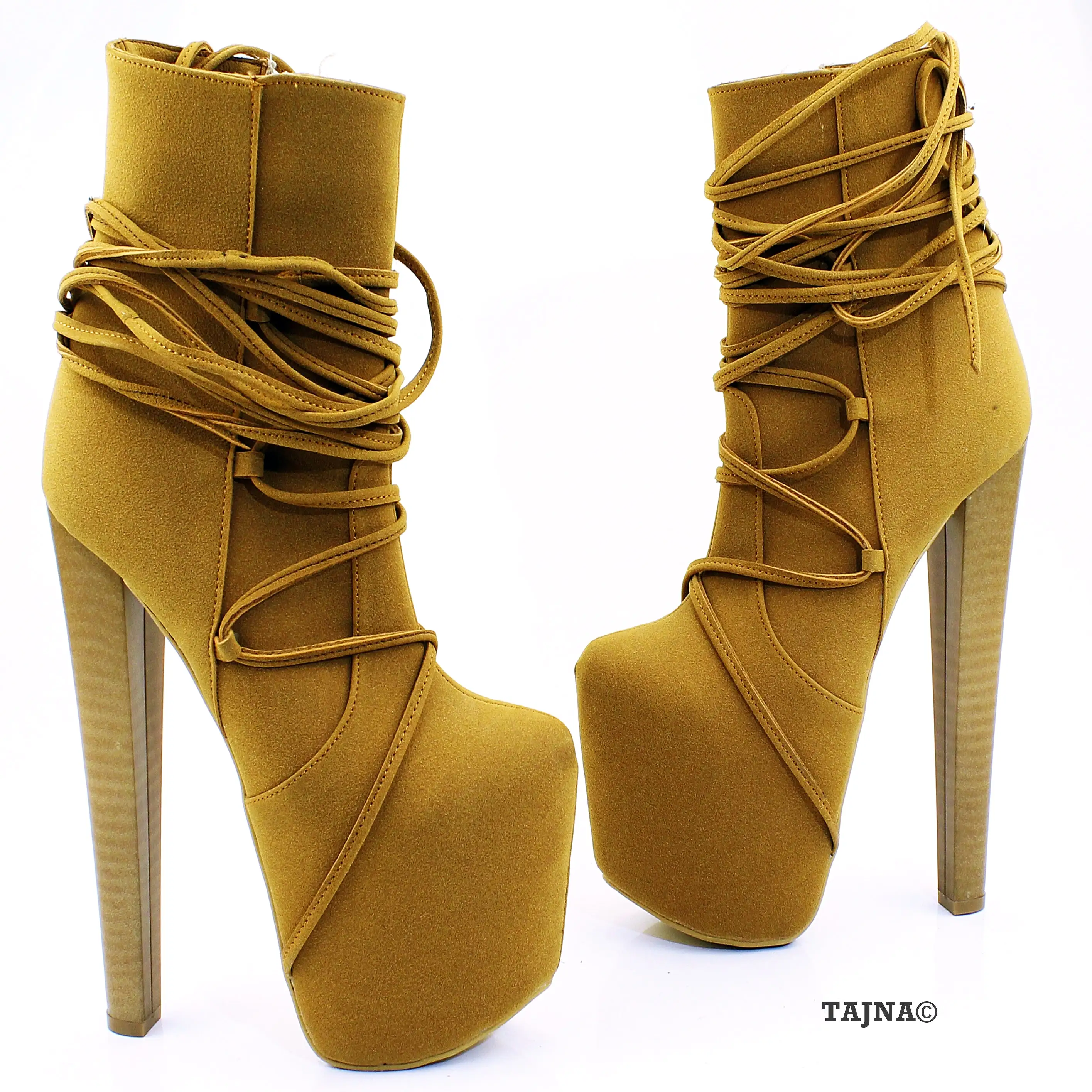 Camel 20 cm High Heel Platform Boots