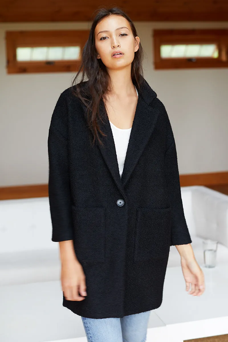 Car Coat - Black Boucle