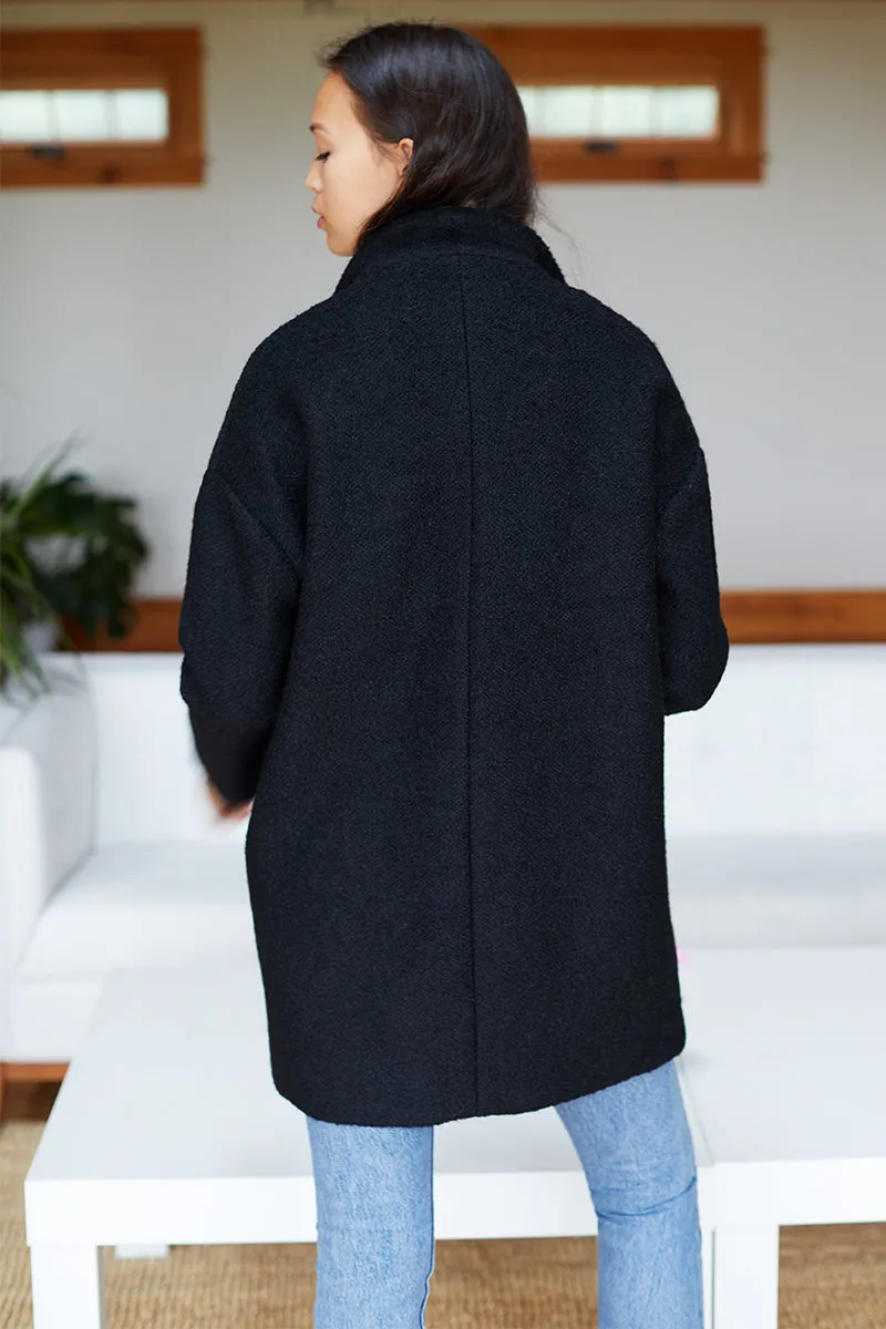 Car Coat - Black Boucle