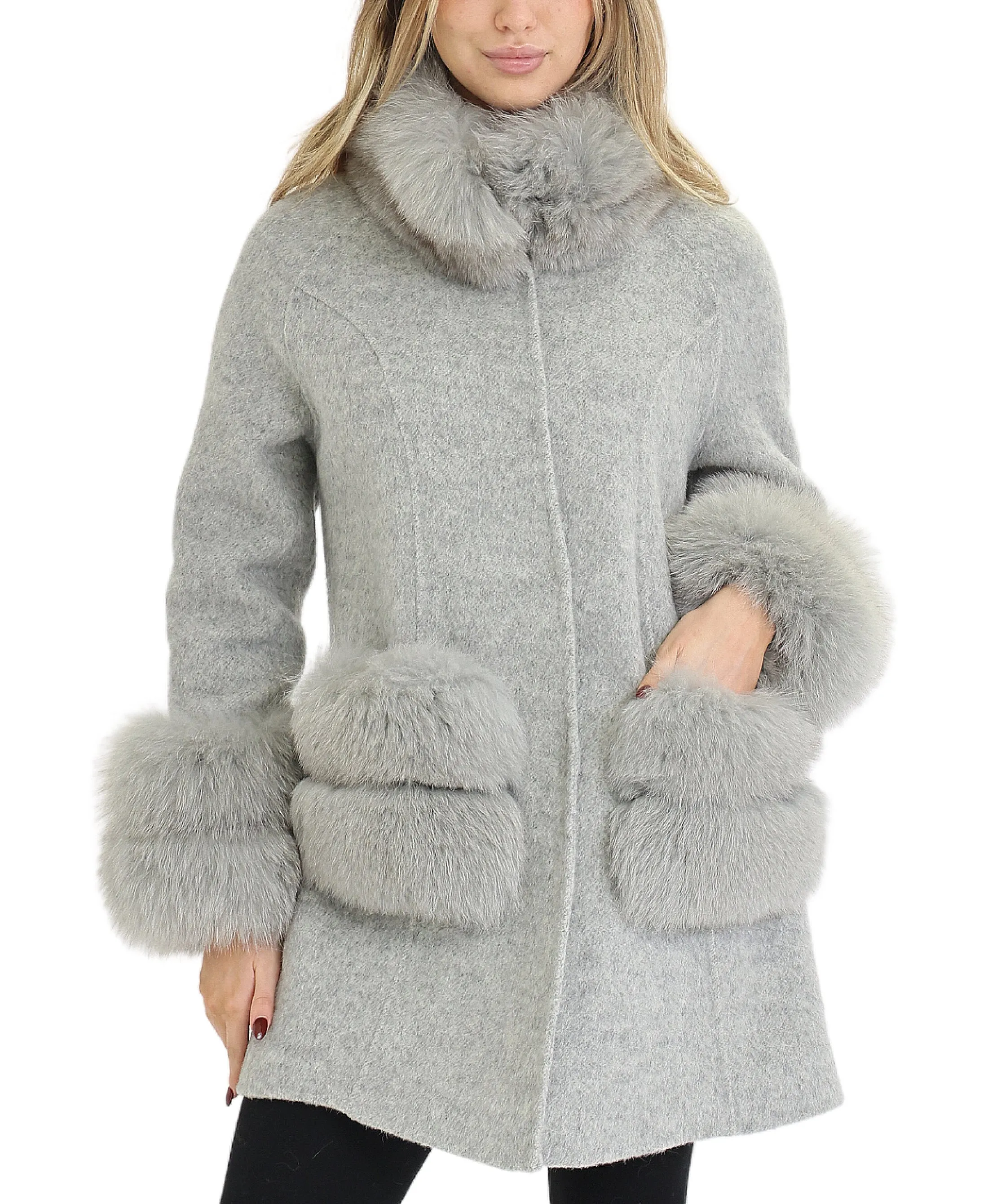 Cashmere Coat w/ Fox Fur Trim