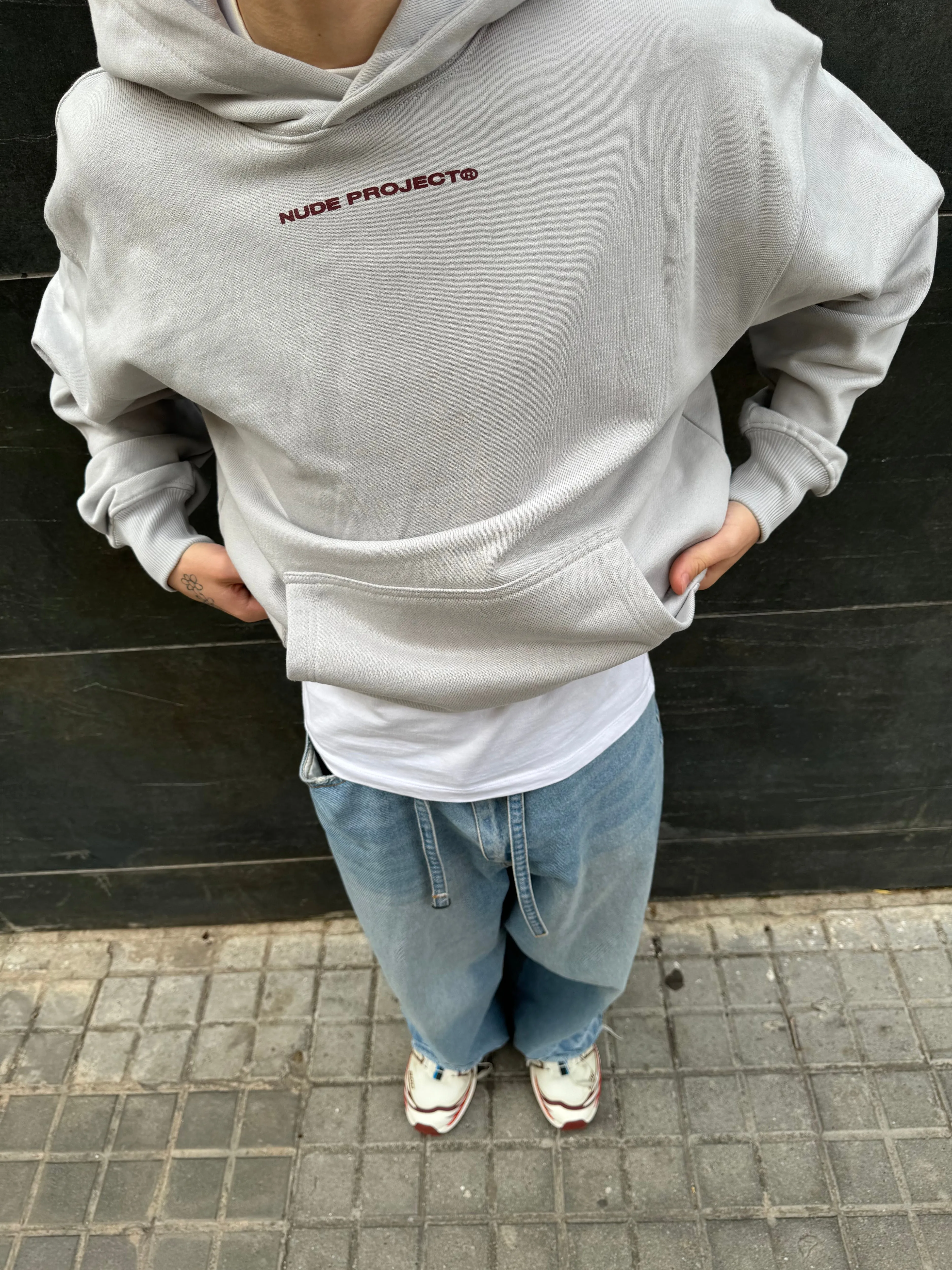 CHERRY HOODIE ICE GREY