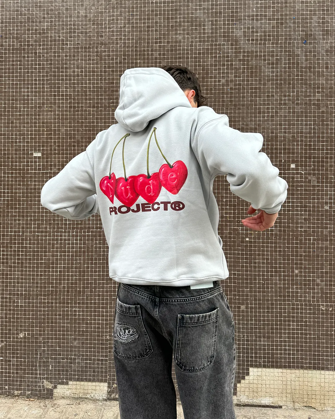 CHERRY HOODIE ICE GREY