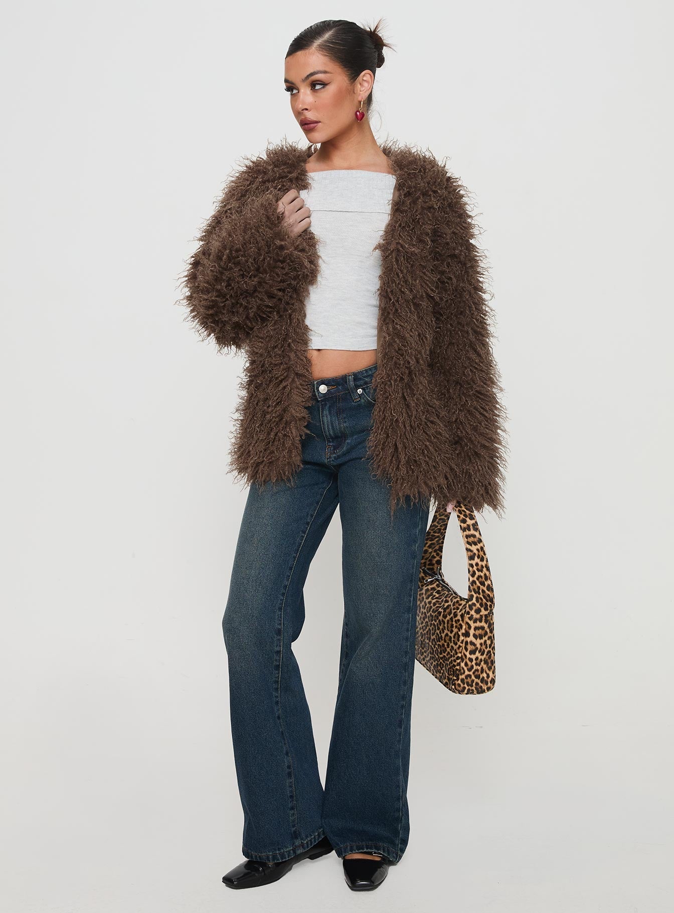 Cheshire Faux Fur Jacket Chocolate