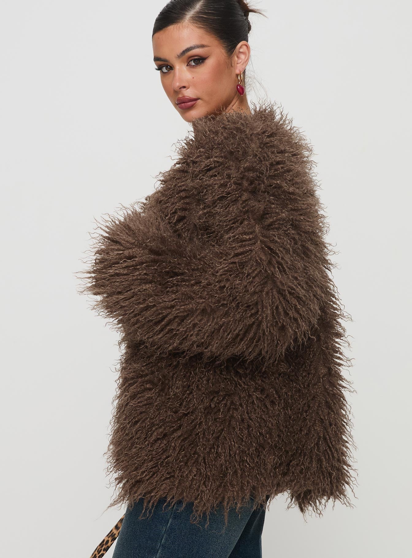 Cheshire Faux Fur Jacket Chocolate