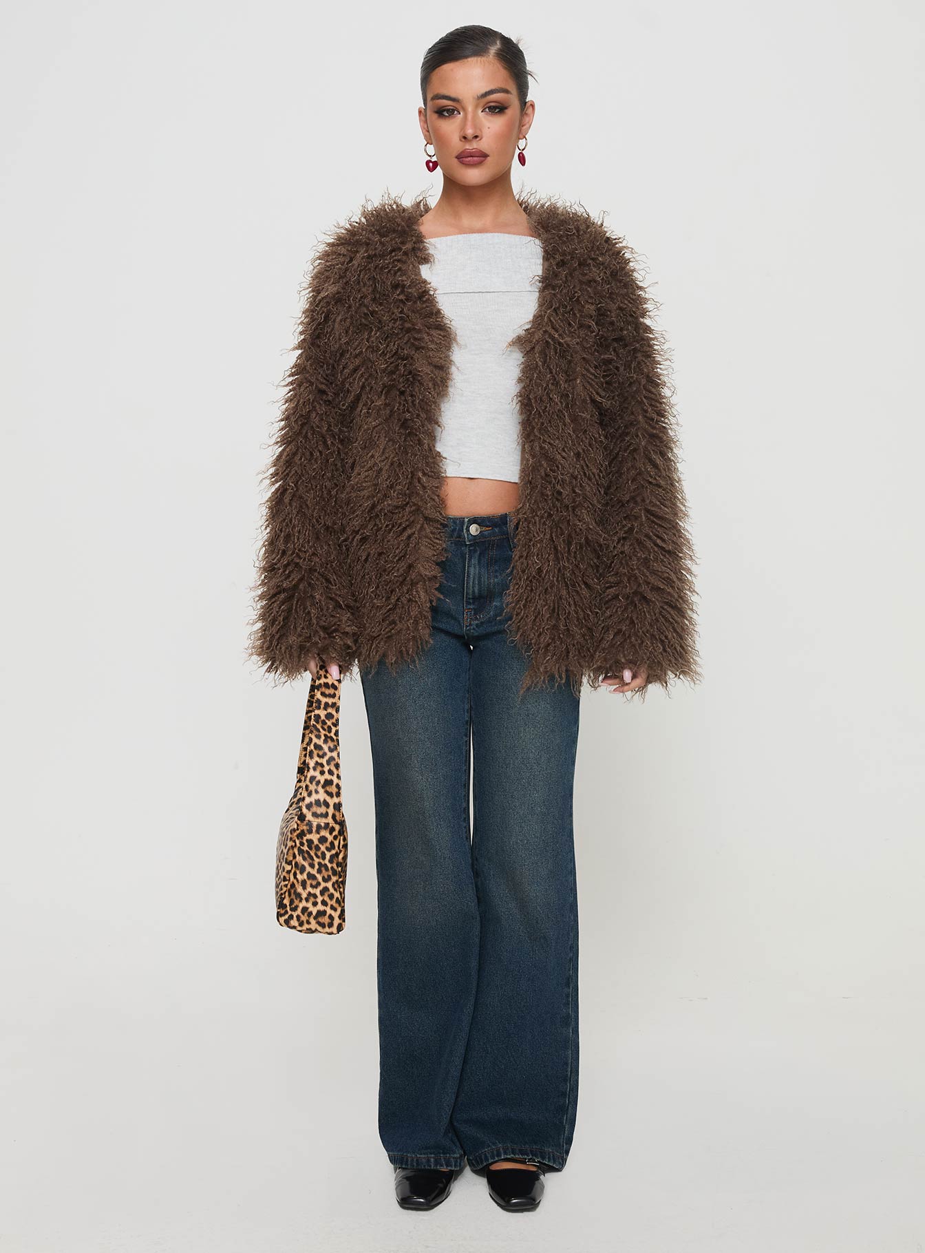 Cheshire Faux Fur Jacket Chocolate