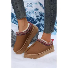 Chestnut Contrast Print Suede Plush Lined Snow Boots