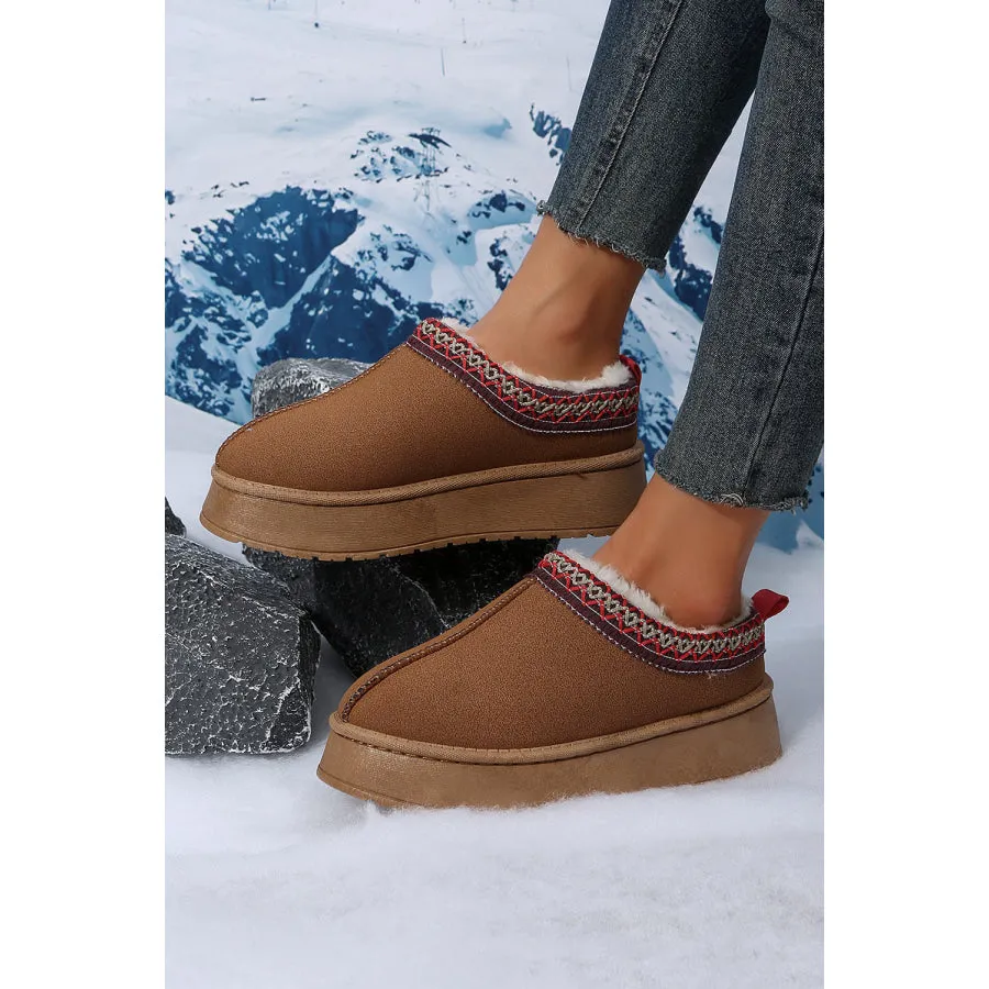 Chestnut Contrast Print Suede Plush Lined Snow Boots