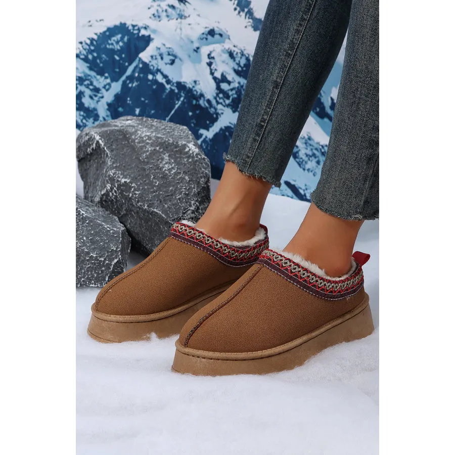 Chestnut Contrast Print Suede Plush Lined Snow Boots