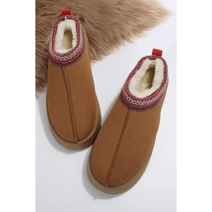 Chestnut Contrast Print Suede Plush Lined Snow Boots