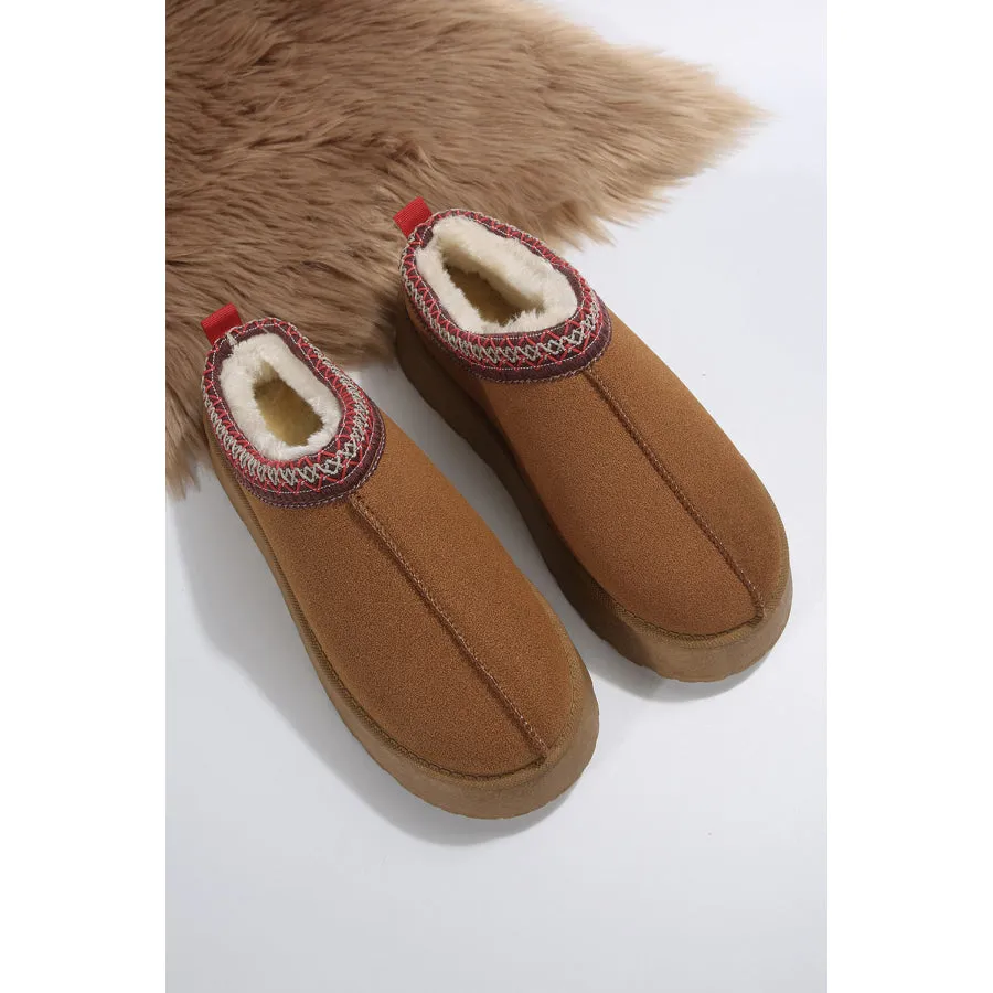 Chestnut Contrast Print Suede Plush Lined Snow Boots