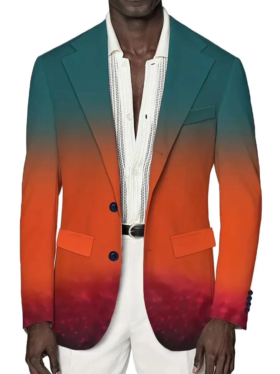 Colorful Gradient Print Single Breasted Blazer