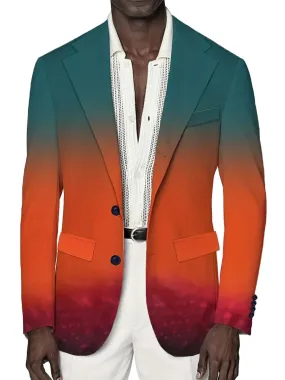 Colorful Gradient Print Single Breasted Blazer