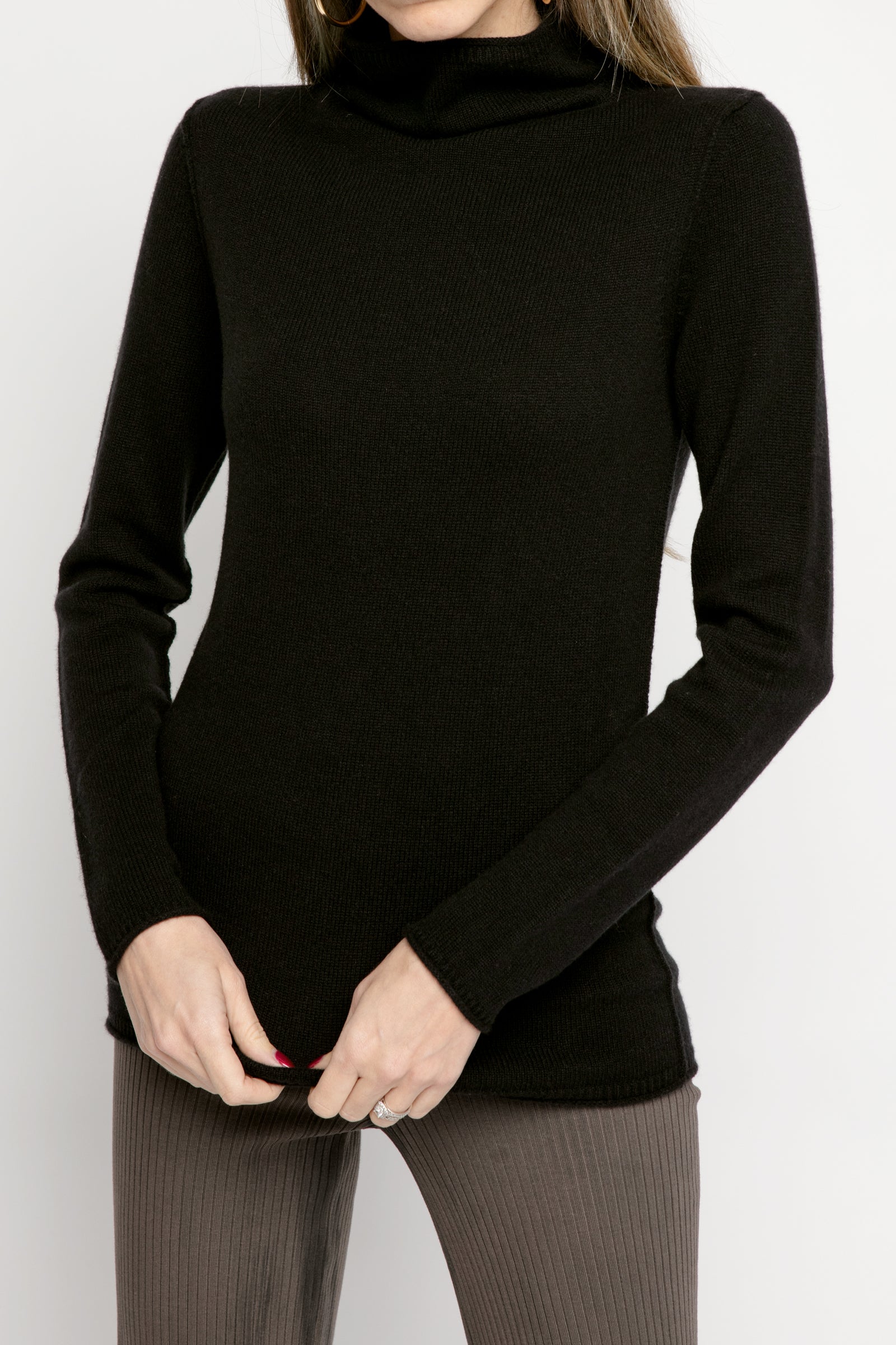 Cozy Luxe Funnel Sweater in Black