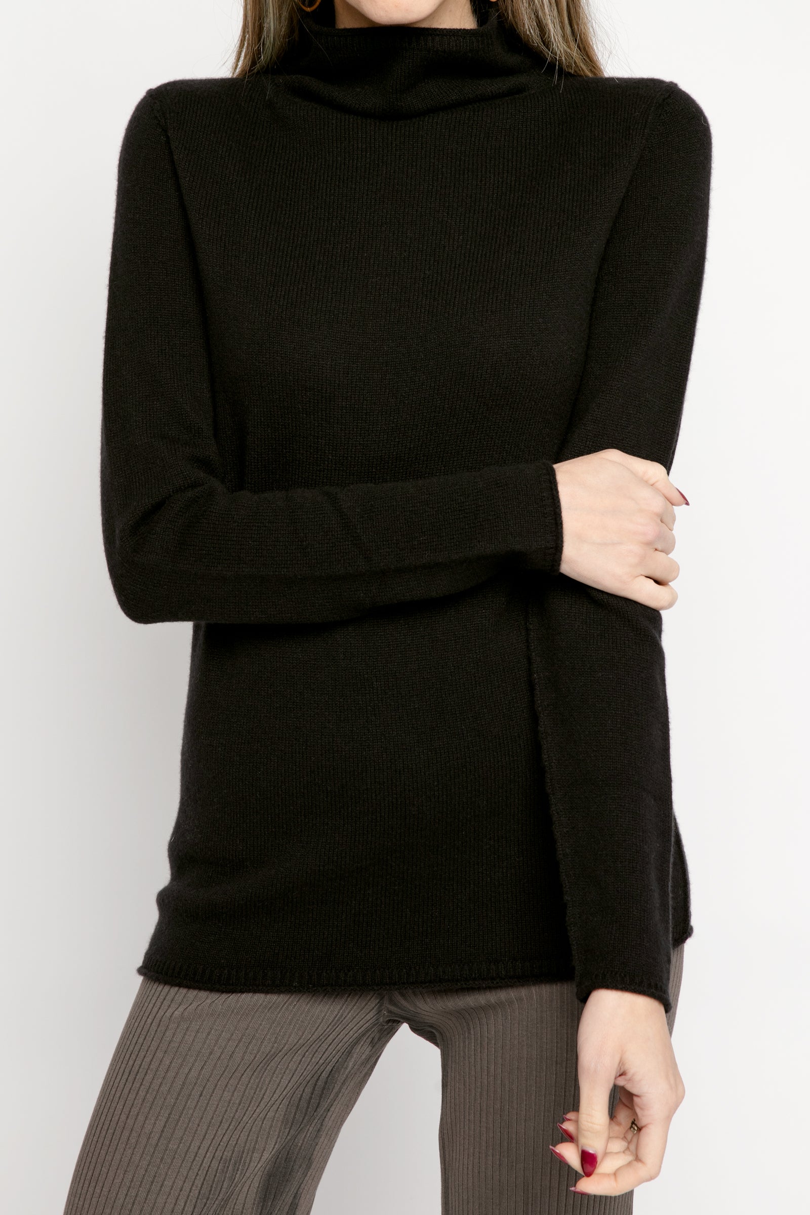 Cozy Luxe Funnel Sweater in Black