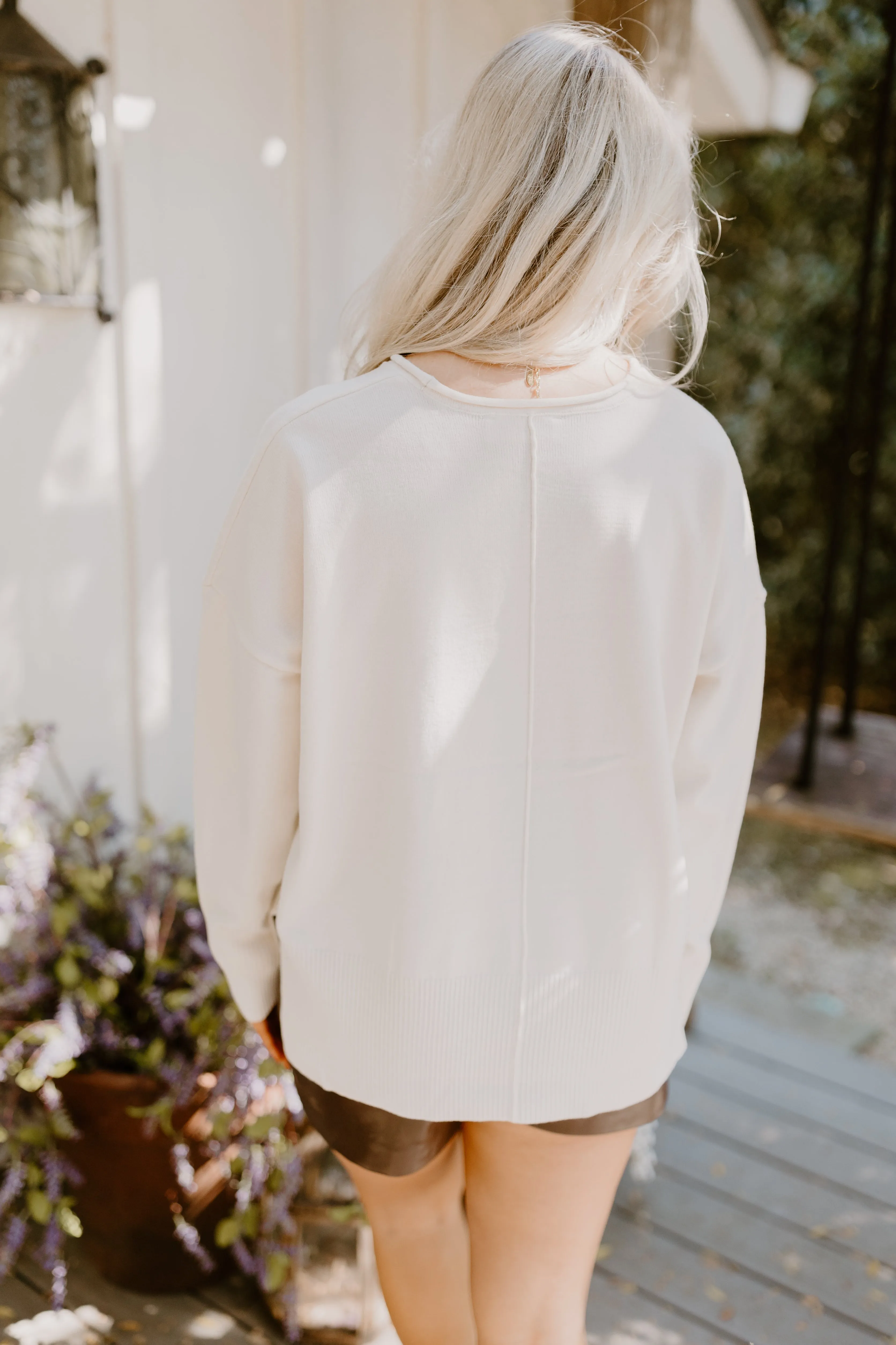 Cream Drop Shoulder Comfy Sweater