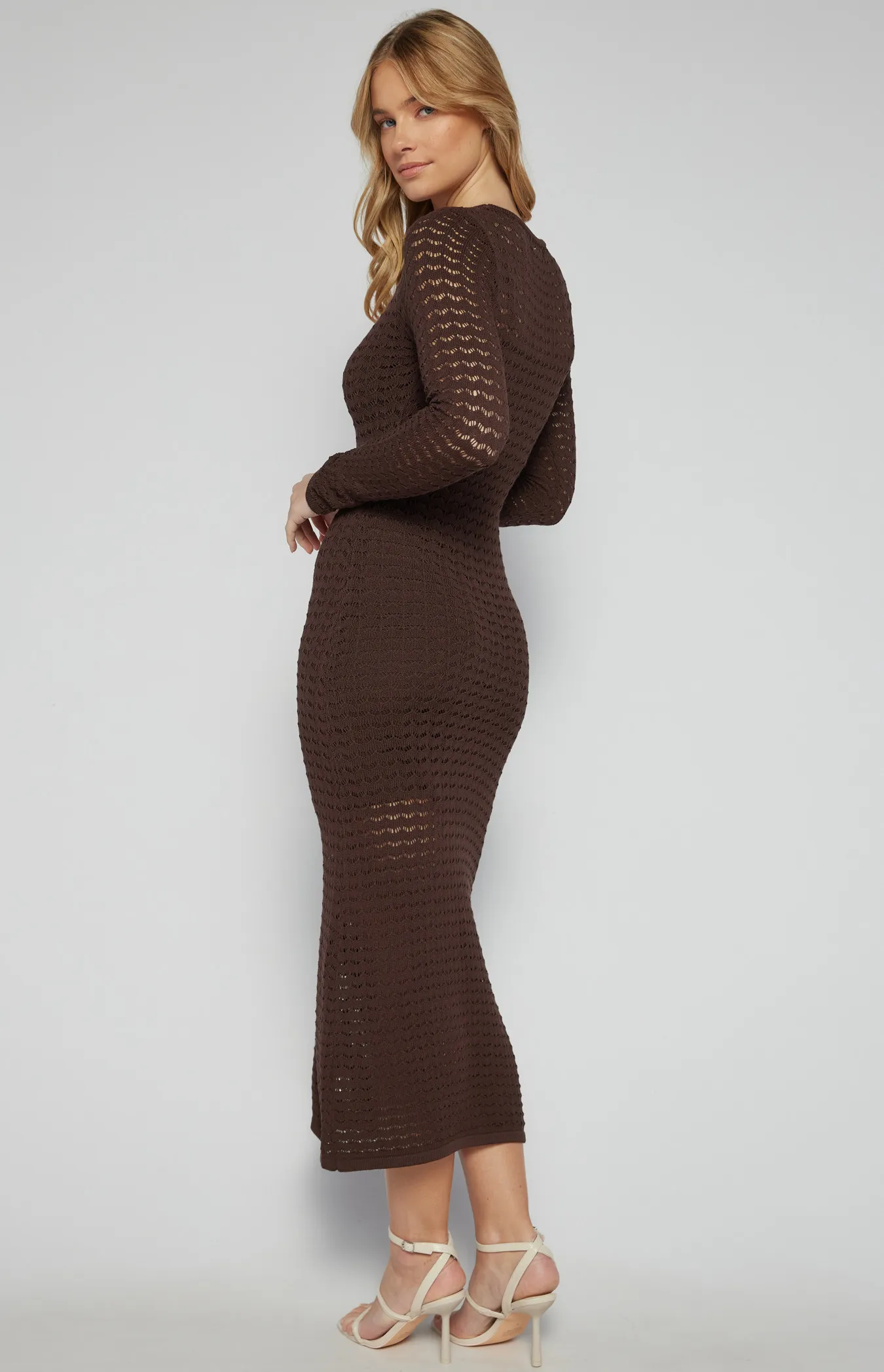 Crochet Knit Maxi Dress with Slip Lining (SKN814)