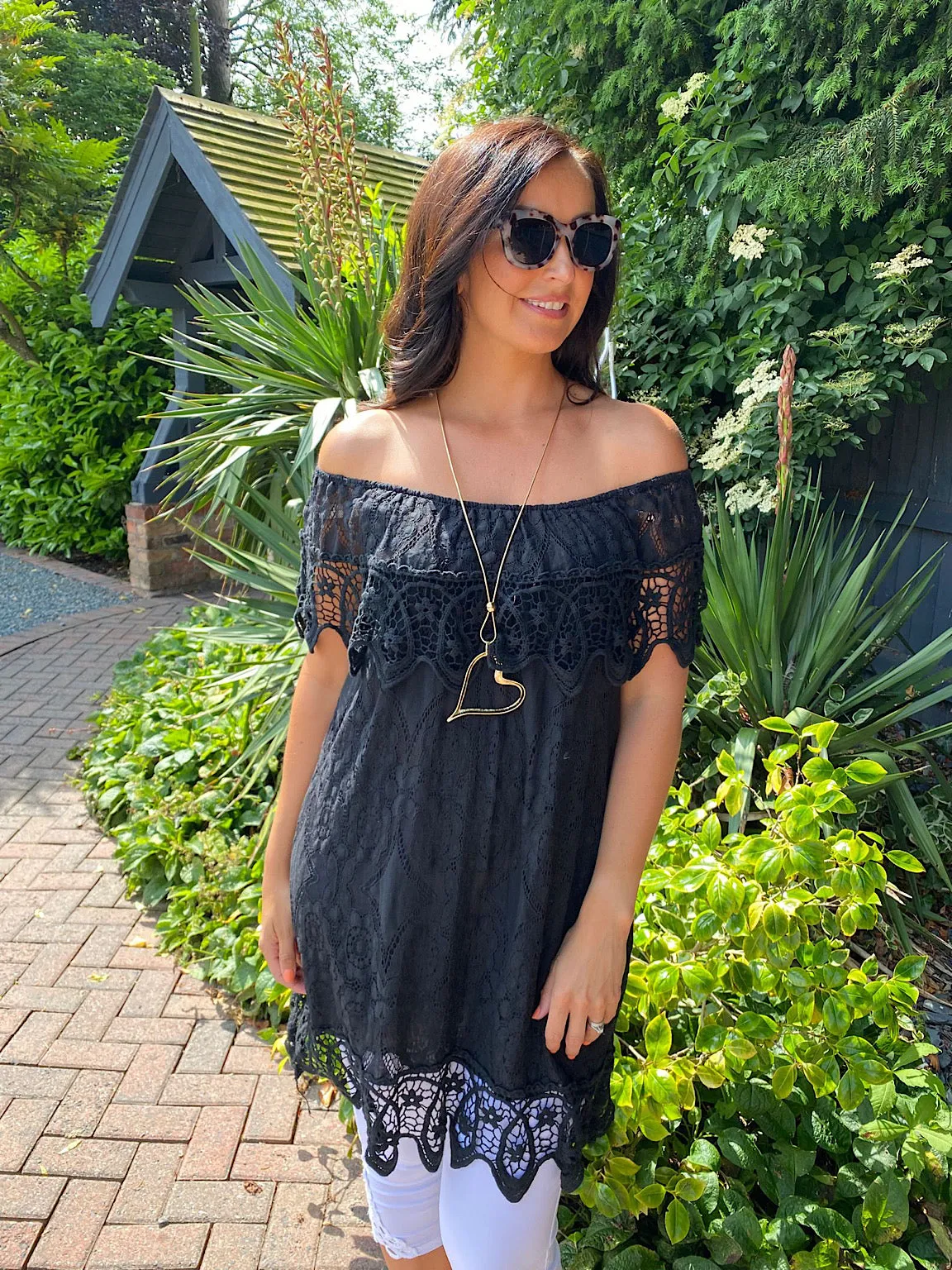 Delicate Lace Bardot Tunic Talia