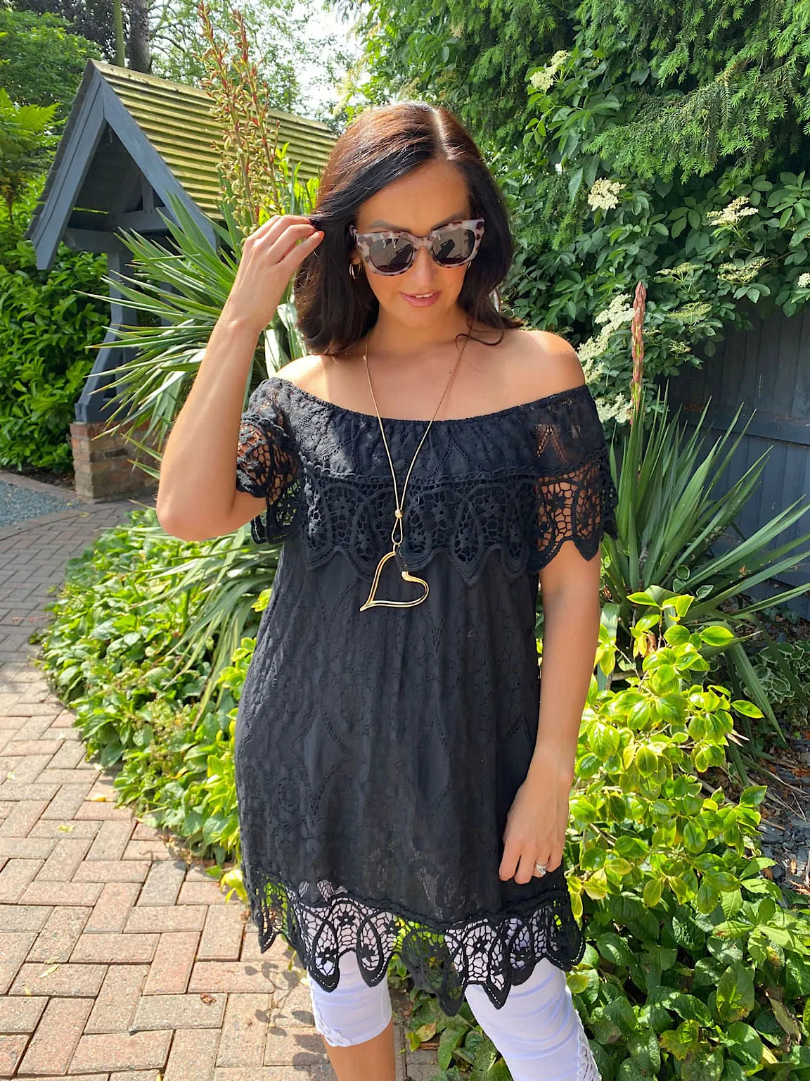 Delicate Lace Bardot Tunic Talia