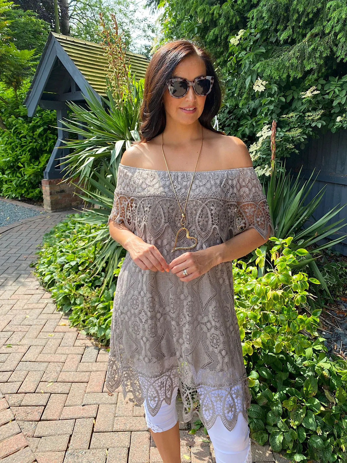 Delicate Lace Bardot Tunic Talia