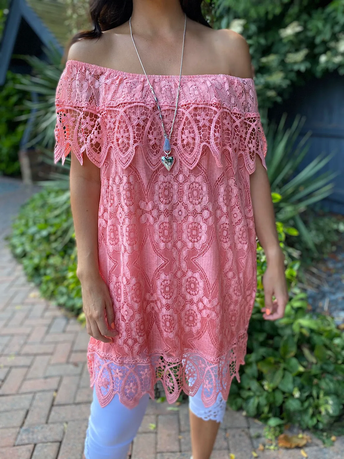 Delicate Lace Bardot Tunic Talia