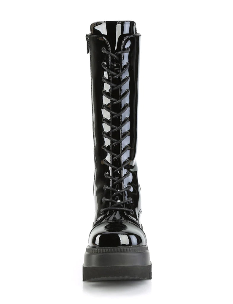 DEMONIA SHAKER-72 BOOTS - BLACK PATENT  PRE ORDER 